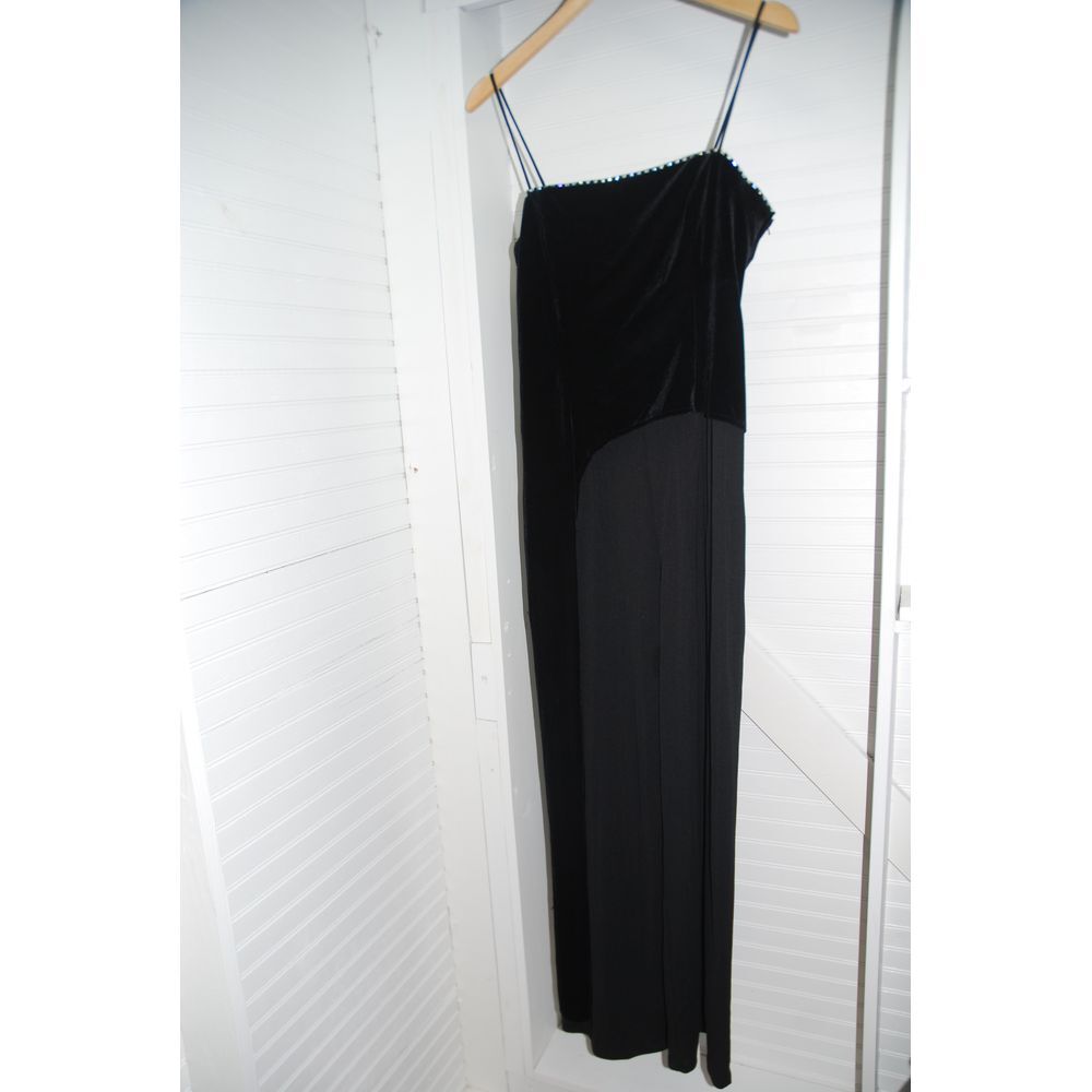 Vintage Betsey & Adam by Jaslene Black formal pantsuit size 12 velour train